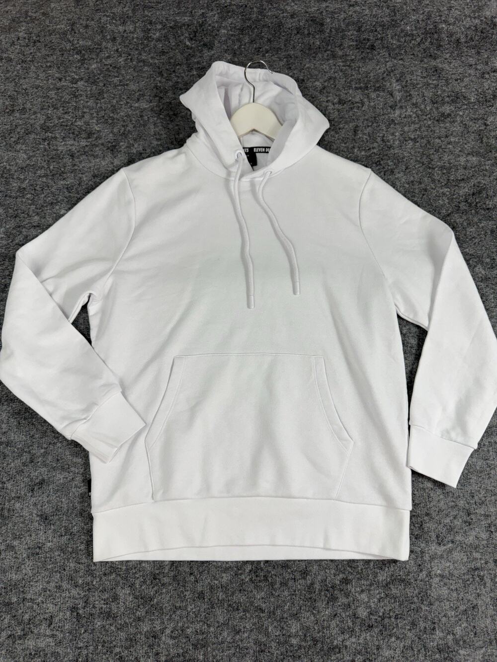 11 DEGREES ELEVEN Hoodie Mens XS White Oversized Sweatshirt Pullover N132